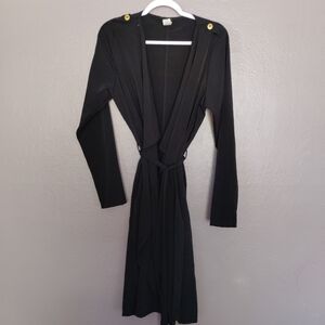 Libian Black Wrap Cover Up Tuxedo Draped Tie Front Size 0X